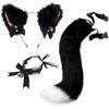 Cosplay Orejas de Gato Aro para el Cabello Accesorios de Cola de Gato Hechos a Mano Lindo Gato Madre Animal Oreja Accesorios para el Cabello Accesorios de Cola de Animal Traje