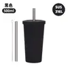 2026 Nuevo Modelo Taza con Popote de Acero Inoxidable de 500ml Taza con Popote para Té de Burbujas 316L Vacío Doble Capa Taza de Agua con Popote