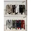 Yuanxi-2026 Outono Estilo Coreano Caimento Relaxado Bloco de Cores Falso Duas Peças Gola Halter Manga Longa Camisa Base para Mulheres 269111
