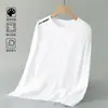 Camiseta de manga larga para hombre 2026, top holgado de cuello redondo para primavera y otoño, camiseta interior fina, capa base versátil