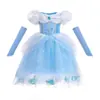 Vestido de Princesa Elsa Congelada para Meninas Vestido de Princesa Cinderela Fantasia para Apresentação Dia das Crianças Vestido de Aniversário