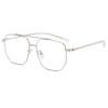 Lentes anti luz azul para mujer 2025 nuevo doble puente montura grande metal lente plana para hombre montura de lentes ópticos se puede equipar con visión cercana