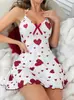 Amazon Aliexpress Transfronteiriço Europeu e Americano Novo Estilo Estampado de Coração Feminino Verão Roupa de Casa Pijama Conjunto Sexy Qq