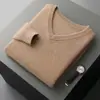Delicado y suave~Suéter base de punto para hombre de cachemira de doble grosor con cuello en V y cuello redondo, casual de negocios