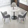 Conjunto de mesa e cadeiras de ardósia para negociação, cadeira de couro com estampa de pata de gato, mesa de recepção comercial, mesa redonda pequena, mesa de centro para lazer na varanda, mesa de jantar de luxo leve