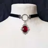 Collar de Terciopelo con Piedra Ónice Negra Colgante Gótico Victoriano Collar con Dijes Bruja Directo del Fabricante
