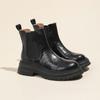 Botas Chelsea para mujer, con estampado de oveja, estilo retro, de un solo pedal, cortas, de suela gruesa, estilo británico, para otoño e invierno.