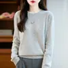 Suéter clásico de nuevo estilo para uso diario, 100% lana, versátil y cómodo para usar en capas, suéter suave de cuello redondo para mujer, perfecto para otoño e invierno