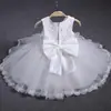 Vestido blanco de comercio exterior para fiestas de cumpleaños de niñas, vestido formal para bebé de un año, vestido de florista, vestido de tutú para boda de bebé, vestido para uso diario