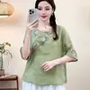 Top bordado estilo étnico 100% ramio con un diseño chic, elegante y moderno, versátil, retro y nuevo