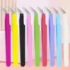 Pinzas para Pestañas de 125mm Pinzas de Acero Inoxidable Punta Curva Hechas a Mano Herramientas para Uñas DIY Pinza para Pestañas Postizas Pinzas de Injerto
