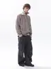 Diseño Retorcido Retro Americano Prendas de Punto con Cuello para Hombre Otoño e Invierno de Gama Alta Holgadas de Punto Falso Dos Piezas Modernas