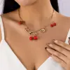 Collar Cruzado Transfronterizo Europeo y Americano para Mujer Estrella de Cristal Estrella de Mar Concha Colgante Perla Cadena de Cereza Multi-Colgante Collar Corto