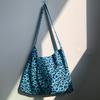 Bolso de Hombro de Lona y Pana con Estampado de Leopardo, Doble Capa Mejorada, Estilo Coreano, Selección de Influencers, Estudiante de Verano, Artístico