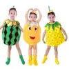 Disfraz de Performance de Frutas para Niños Arándano Melocotón Pitahaya Personaje de Cosplay Mangostán Plátano Uva