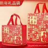Bolsa Vermelha de Feltro de Ano Novo com Símbolos de Paz e Felicidade, Bolsa de Feltro para Presente de Meio Outono, Sacola de Compras, Sacola de Presente