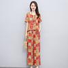 Estilo Fino de Verão Elegante Roupa para Mãe Conjunto de Duas Peças com Manga Curta para Mulheres 2026 Novo Tamanho Grande Casual para Meia-Idade e Idosos