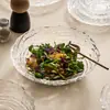 Conjunto Criativo de Louça e Pratos de Vidro Canghai de Fábrica Conjunto de Tigelas e Pratos de Luxo Leve Prato Redondo para Frutas Prato para Salada