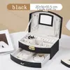 Caja de Almacenamiento de Joyería de Cuero Portátil Multicapa Gran Capacidad para Pendientes Pendientes Anillo Collar Caja de Almacenamiento de Joyería