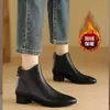 Botines de tobillo ajustados elásticos de punta fina estilo francés, tacón bajo, nueva colección otoño/invierno 2026, tacón grueso, botines cortos para mujer, forrados de felpa para abrigar, botines Chelsea