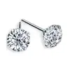 Pendientes de botón de plata esterlina s925 de Junli, regalo transfronterizo para mujer, pendientes de circonita de cuatro garras con piedra de cumpleaños sencilla de moda japonesa y coreana, venta al por mayor