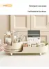 Organizador de Maquiagem com Rotação Livre, Compartimento de Grande Capacidade Caixa de Armazenamento de Cosméticos, Suporte Multifuncional para Armazenamento de Papelaria de Mesa, Combinação de Organizador de Skincare para Bancada à Prova d'Água e Resistente a Arranhões em PET