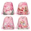 Wf064 Bolsa de Santa Claus Rosa No Tejida Bolsa Promocional de Regalo Paquete Decorativo de Muñeco de Nieve Bolsillo de Almacenamiento