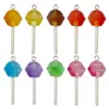 Mezcla de 8 Resinas Coloridas Transparentes Resina con Purpurina Fina Colgante de Piruleta Redonda Estereoscópica Llavero DIY Accesorios de Joyería