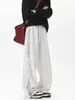 Calça Casual Texturizada Pesada para Homens, Nova Coleção Primavera e Outono Vintage de Perna Larga High-Street, Calça de Moletom Fluida, Calça Longa Reta Solta Tendência