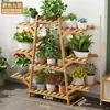 Estante para Flores de Balcón Estantería de Sala de Estar de Pie Nuevo 2025 Soporte para Macetas de Bambú Soporte para Exhibición de Plantas Suculentas Rábano Verde