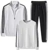 Conjunto Esportivo Casual de Algodão Imitado com Três Listras para Primavera e Outono Masculino Simples Casual Tamanho Grande Cardigã Moletom Corrida