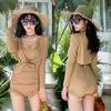 Baiya Traje de Baño Sexy para Mujer de Punto de Una Pieza Ajustado Adelgazante Estilo Coreano ins Deseo Puro Moda Traje de Baño para Aguas Termales