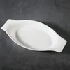 Prato Branco Oval Formato Barco de Banana Cerâmica Simples Louça Casa Restaurante Criativo Queijo Assado Arroz Prato Prato Ocidental