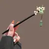 Grampo de Cabelo de Sândalo Preto Estilo Palácio, Grampo de Cabelo Florido Hanfu Estilo Antigo, Grampo de Cabelo com Borla Estilo Chinês, Grampo de Cabelo Estilo Antigo, Acessórios para Grampos de Cabelo