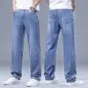 Pantalones Vaqueros Finos de Verano 2026 para Hombre Pantalones de Tencel Lyocell para Hombre Pierna Recta Holgada Talla Grande Pantalones Elásticos Juventud