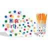 Suprimentos para Festa Temática de Aniversário com Bolinhas Coloridas Pratos de Papel Descartáveis, Copos de Papel, Guardanapos de Papel, Louça para Layout de Mesa de Local de Feriado