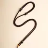 Colar Pingente Flor de Lótus de Elo Duplo Tecido à Mão para Homens e Mulheres, Cordão de Colar Ajustável, Cordão Café Preto, Pingente de Jade Multicolorido com Cordão