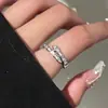 Anel de Cobra de Alta Qualidade Estilo Coreano Feito à Mão Cravejado com Diamantes para Meninas, Design de Moda Tendência, Anel Aberto Versátil e de Luxo Leve