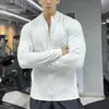 Ropa de ciclismo de otoño nueva para hombre con cuello alto elástica protección solar manga larga ropa de fitness deportes correr top con cremallera