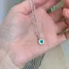 2026 Colar com Pingente de Pedra Preciosa Azul-Esverdeada Escovada em Formato de Coração Mais Vendido para Mulheres, Colar de Corrente para Clavícula de Alto Padrão Estilo Coreano