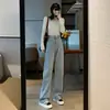Calça Jeans Wide Leg para Mulheres 2025 Nova Popular Outono Fina Cintura Alta Solta Efeito Emagrecedor Caimento Reto Comprimento Total