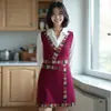Nuevo delantal de tirantes de doble capa estilo étnico, delantal de cocina para el hogar de moda para adultos, ropa de trabajo para mujeres para cocinar en restaurantes