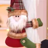 Fivela de Cortina de Natal Nova Transfronteiriça Boneco Natalino Xadrez Retrô Abraçador de Cortina Boneco de Neve Decoração de Casa
