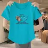 Camiseta de Manga Corta para Mujer Verano 2026 Estilo Nuevo Holgada Talla Grande Sencilla Casual Cuello Redondo Estampada Versátil Adelgazante Camiseta Tendencia Ins