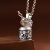 Colgante de caja gawu artesanal vintage de plata S925 de Golden Deer King, venta al por mayor, collar con colgante de bolsita abierta para mujer