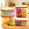 Frascos sellados para granos y cereales, caja organizadora con compartimento para fideos, frasco de almacenamiento de frijoles y granos de grado alimenticio para cocina, conservación de alimentos transfronteriza