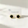 Brincos de Tarraxa de Trevo de Quatro Folhas de Venda Quente Transfronteiriça Nicho High-End Aço Inoxidável Cor Duradoura Coração Totalmente cravejado de Diamante Joia Versátil de Luxo Leve