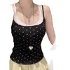 Camisola de estilo coreano dulce y linda con diseño de lunares y espalda descubierta, imitación de dos piezas para mujer, nueva camisola juvenil