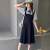 Vestido de Dos Piezas Estilo Preppy para Niñas, Nuevo Modelo Verano 2026, Vestido de Longitud Media Muy Elegante para Niñas Mayores