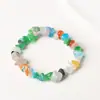 Pulseira de Cascalho de Citrino Natural com Círculo Único Pulseira de Pedra Bruta Assimétrica com Corda Elástica Estilo Fresco, Simples e Versátil